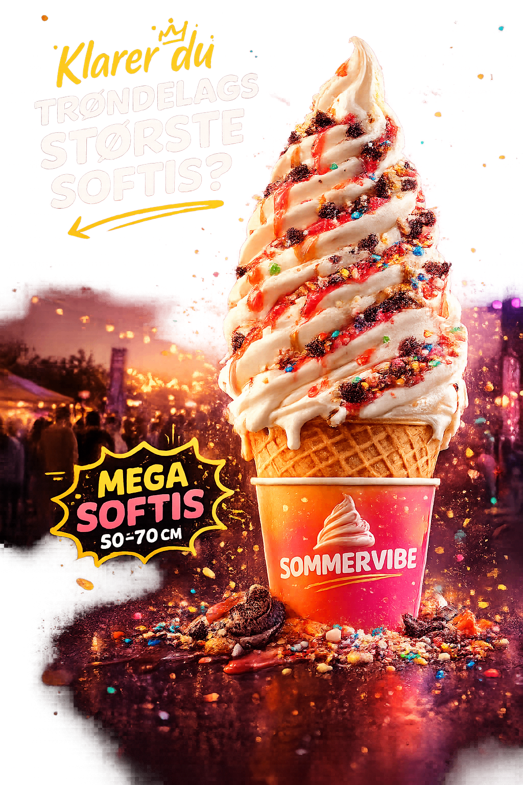 Mega Softis 50-70 cm med toppings