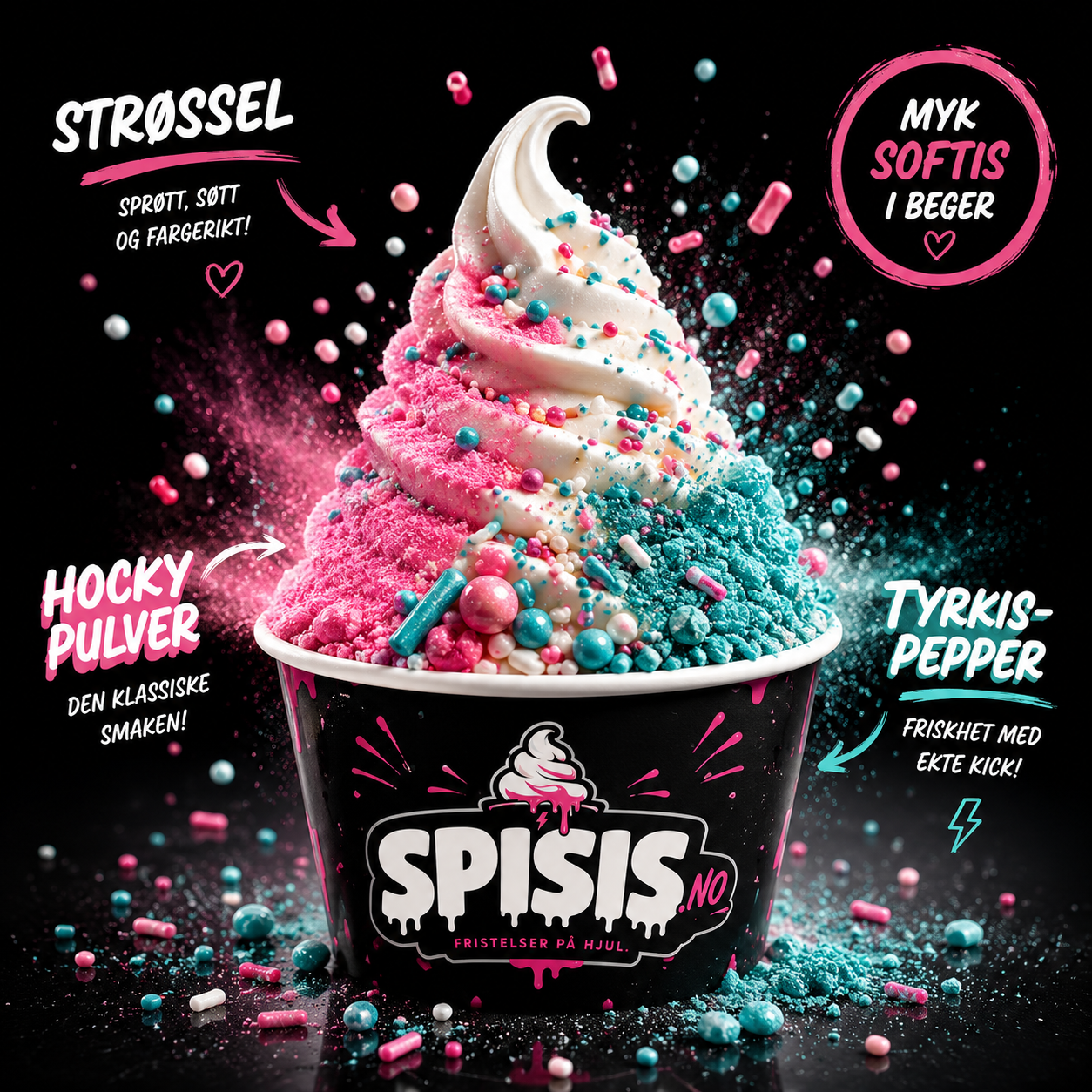 Spisis.no — hyperpop softis med strøssel, hocky pulver og tyrkisk pepper